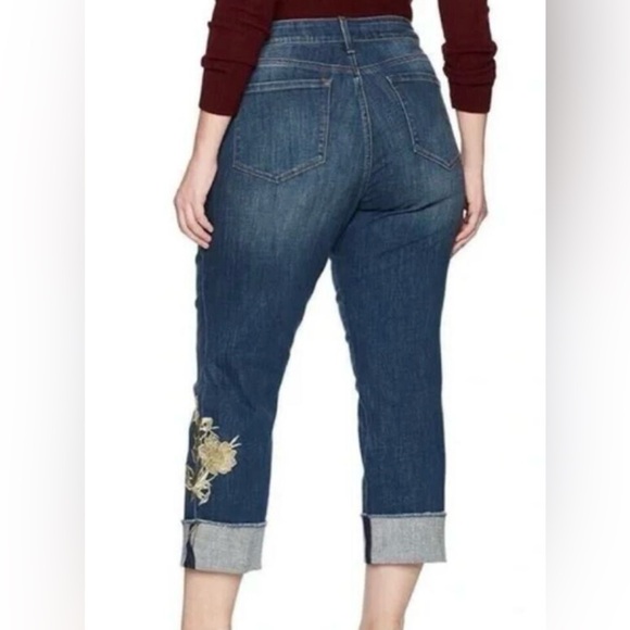 Not Your Daughters Jeans NYDJ Marilyn Ankle Embroidered Cropped Cuffed Jean 14 - Picture 2 of 5